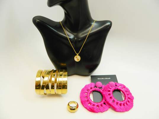 Madewell, Anne Taylor & Bauble Bar Hot Pink & Gold Tone Designer Jewelry 156.6g image number 1