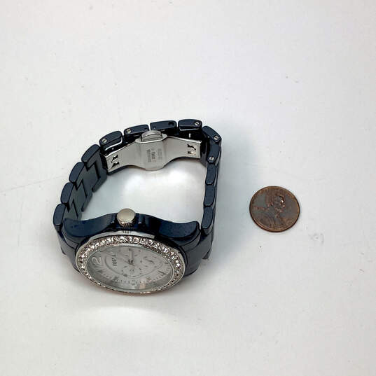 Designer Fossil Riley Black Chain Strap Analog Dial Quartz Wrist Watch image number 2