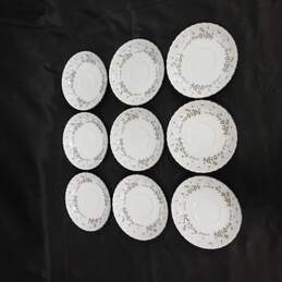 9 Piece White Style House Picardy Saucer Set