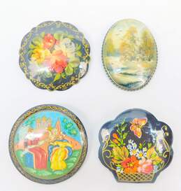 Vintage Russian Colorful Hand Painted Brooches 38.5g