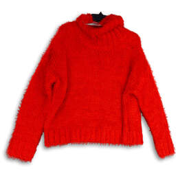 NWT Womens Red Knitted Long Sleeve Turtleneck Pullover Sweater Size M