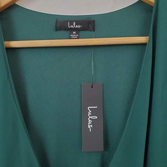 NWT Lulus My Whole Heart Emerald Green Long Sleeve Wrap Dress Size M image number 5