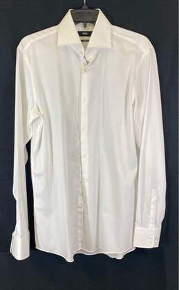 Hugo Boss Mens White Cotton Sharp Fit Long Sleeve Dress Shirt Size 15.5 34/35