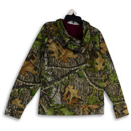 Womens Multicolor Tropical Print Kangaroo Pocket Pullover Hoodie Size Small alternative image