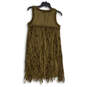 NWT Womens Brown Round Neck Sleeveless Fringe Faux Suede A-Line Dress Sz XS image number 2