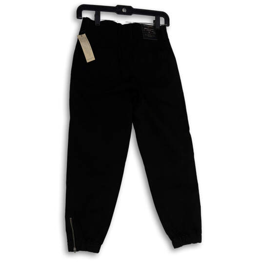 NWT Womens Black Mid Rise Flat Front Tapered Leg Chino Jogger Pants Sz 00P image number 2