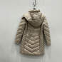 Womens Gray Quilted Long Sleeve Hooded Full-Zip Puffer Jacket Size Medium image number 2