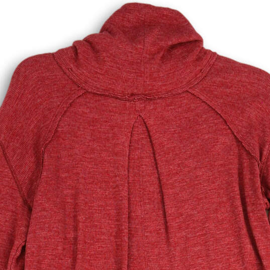 Womens Red Long Sleeve Turtleneck Split Back Hem Pullover Sweater Size S/P image number 4