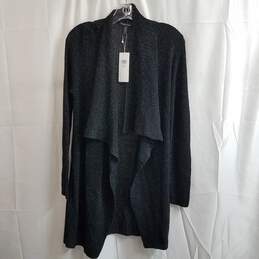 Eileen Fisher Black Merino Wool Drape Front Cardigan Size XXS