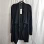 Eileen Fisher Black Merino Wool Drape Front Cardigan Size XXS image number 1