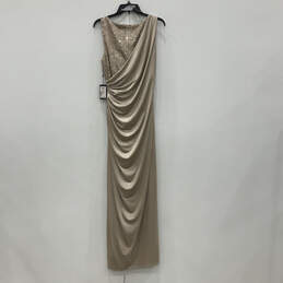 NWT Womens Beige Shimmer Lace Side Gathered Long Maxi Dress Size 12 alternative image