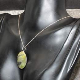 Connemara Marble & Sterling Silver Nephrite Pendant Necklace