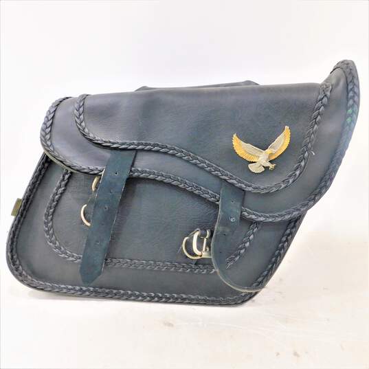 Willie & Max Black Leather Eagle Accent Saddlebags Motorcycle Accessories image number 5