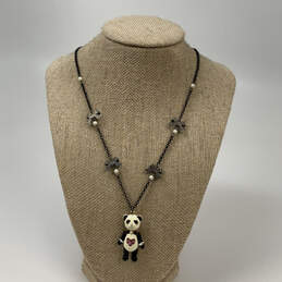 Designer Betsey Johnson Tuxedo Black Teddy Bear Heart Pendant Necklace