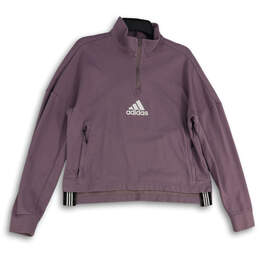 Womens Purple Mock Neck Long Sleeve Quarter Zip Jacket Size M 12-14