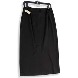 NWT Womens Black Pleated Back Slit Midi Straight & Pencil Skirt Size 8 alternative image