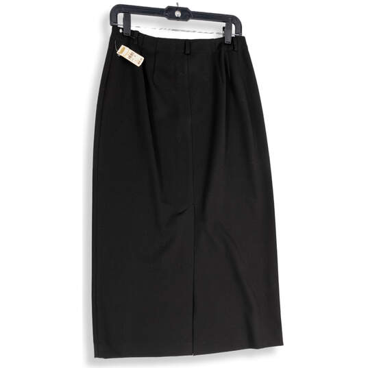 NWT Womens Black Pleated Back Slit Midi Straight & Pencil Skirt Size 8 image number 2