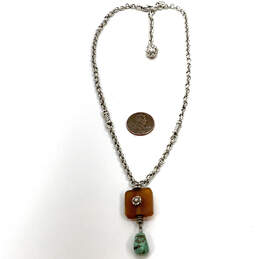 Designer Brighton Silver-Tone Link Chain Natural Elements Pendant Necklace