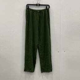 Womens Green Knitted Slash Pockets Straight Leg Pull-On Ankle Pants Size S
