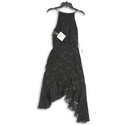 NWT CeCe Womens Black Floral Ruffle Asymmetrical Hem Fit & Flare Dress Size 12 alternative image