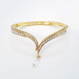 Swarovski Gold Tone /Clear Faceted Crystal 7in Bracelet 25.9g
