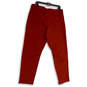 Mens Red Flat Front Slash Pocket Straight Leg Ankle Pants Size 34x32 image number 2