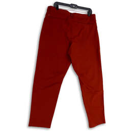 Mens Red Flat Front Slash Pocket Straight Leg Ankle Pants Size 34x32 alternative image