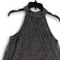 Womens Gray Pinstripe Halter Neck Pullover Sleeveless A-Line Dress Size L image number 3