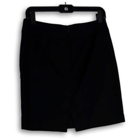 Womens Black Back Zip Knee Length Straight & Pencil Skirt Size 4P image number 2