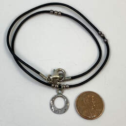 Designer Silpada 925 Sterling Silver Leather Cord Circle Pendant Necklace alternative image