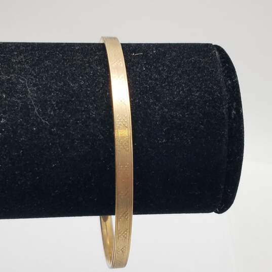 HG&S Solid 375 Gold Tone Bangle Bracelet 13.2g image number 1