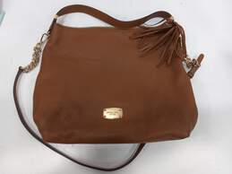 Michael Kors Pebble Grain Pattern Brown Leather Shoulder Handbag