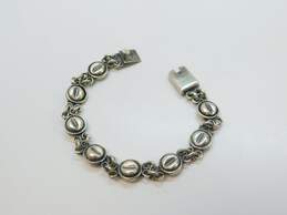 Taxco Mexico 925 Modernist Puffed Bean Linked Chain Bracelet