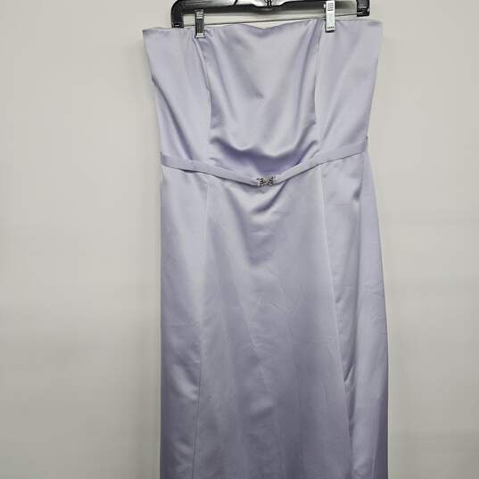 Lilac Belted Strapless Bridal Dress image number 1