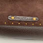 Womens Stephanie Brown Leather Studded Inner Pockets Zipper Shoulder Bag image number 4