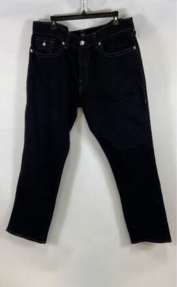 True Religion 112790 Womens Black Dark Wash Mid Rise Denim Straight Jeans Sz 40 alternative image