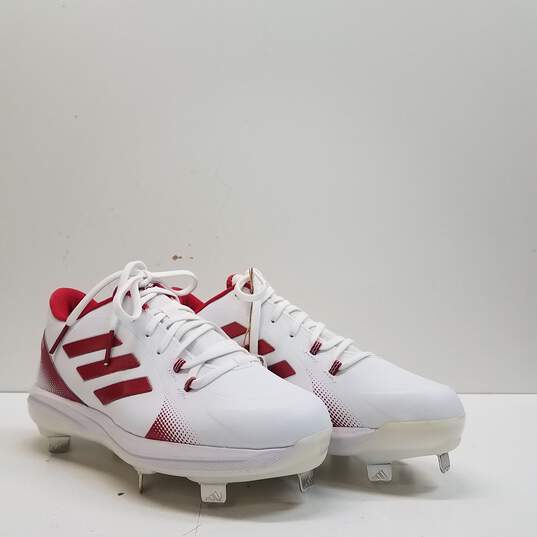 adidas Pure Hustle 2 White Red Softball Cleats Women's Size 8.5 image number 3