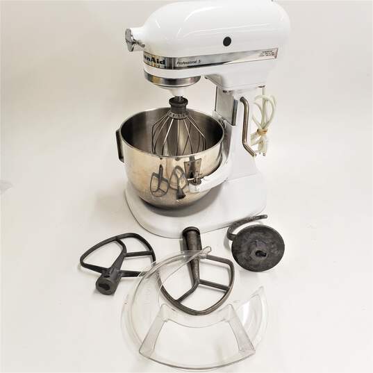 Buy the KitchenAid Professional 5 Stand Mixer in White w/ Accessories Model  KSM50PWH