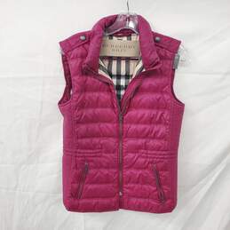 Burberry Brit Magenta Pink Puffer Vest Women's Size Medium - AUTHENTICATED