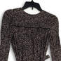 Womens Black Brown Long Sleeve V-Neck Belted Waist Pullover Mini Dress Sz 4 image number 2