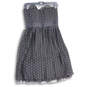 NWT Womens Black Sleeveless Polka Dot Strapless Mini Dress Size 4 image number 1