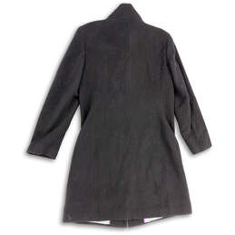 Womens Gray Long Sleeve Pockets Mock Neck Button Front Overcoat Size 12 alternative image
