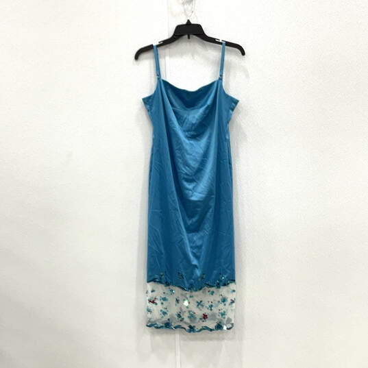 NWT Womens Blue Square Neck Sleeveless Back Zip Shift Dress Size 12 image number 1