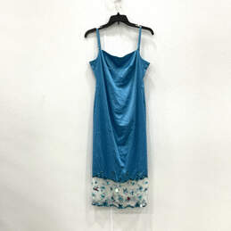 NWT Womens Blue Square Neck Sleeveless Back Zip Shift Dress Size 12