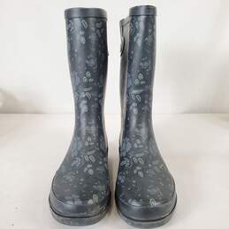 Western Chief Floral Rubber Rain Boots Black Grey 11