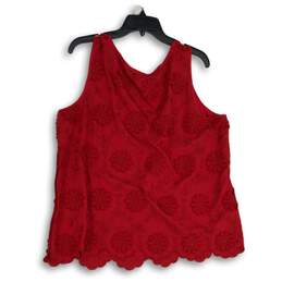 NWT Talbots Womens Red Embroidered Round Neck Sleeveless Blouses Top Size XL alternative image
