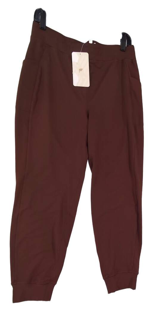 NWT Womens Brown Elastic Waist Stretch Tapered Leg Jogger Pants Size Large image number 1