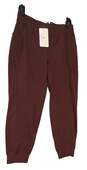 NWT Womens Brown Elastic Waist Stretch Tapered Leg Jogger Pants Size Large image number 1