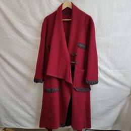 Women's dark red burgundy wool wrap front coat M