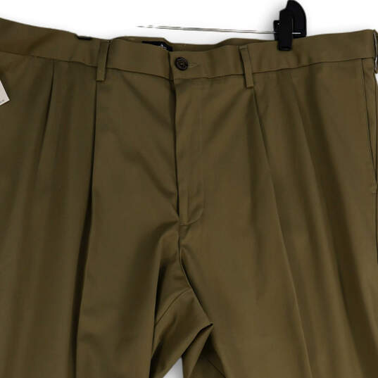 NWT Mens Brown Pleated Straight Leg Signature Khaki Pants Size 50x30 image number 1